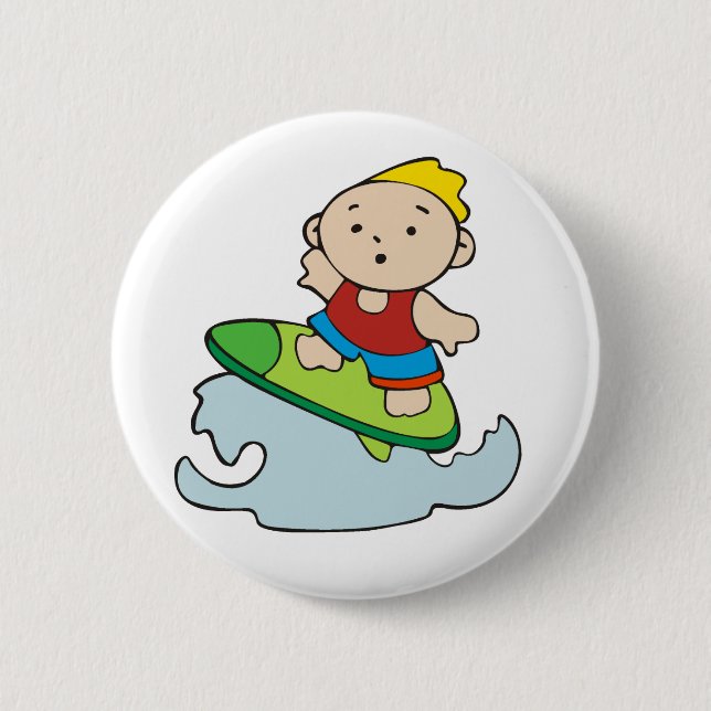 Summer Surfer Boy 6 Cm Round Badge (Front)