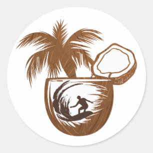 Summer Surfer Classic Round Sticker
