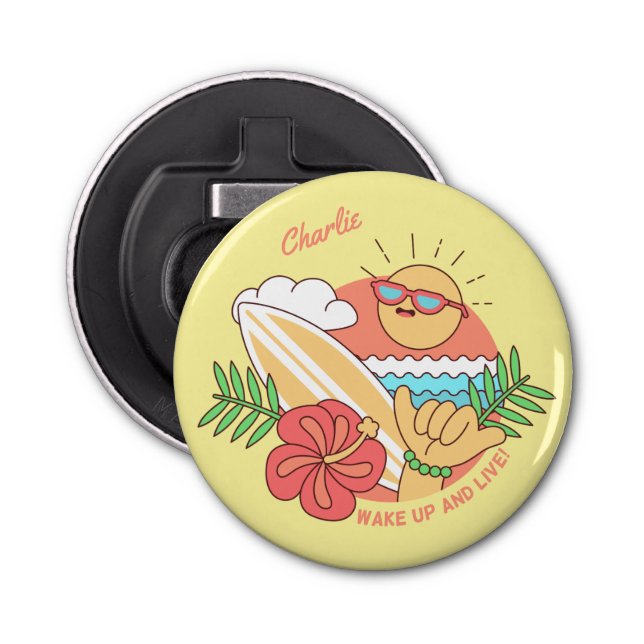 Summer Surfer custom name bottle opener (Front)