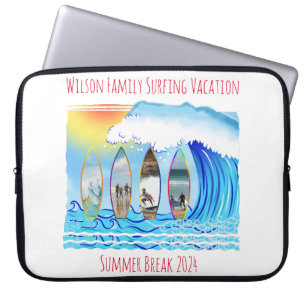 Summer Surfing Beach Family Vacation Photos Laptop Sleeve