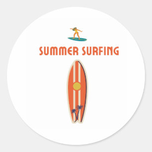 Summer Surfing  Classic Round Sticker