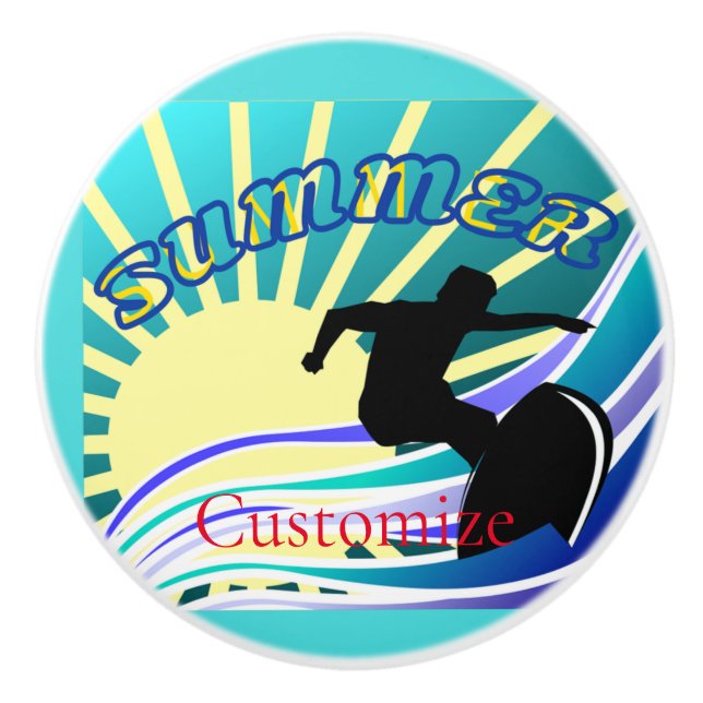 Summer Surfing Fun Thunder_Cove Ceramic Knob (Front)
