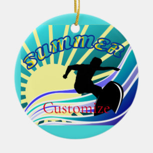Summer Surfing Fun Thunder_Cove Ceramic Tree Decoration
