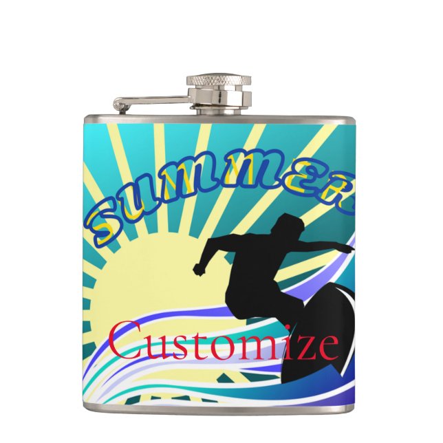 Summer Surfing Fun Thunder_Cove Hip Flask (Front)
