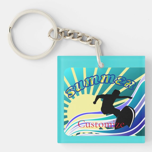 Summer Surfing Fun Thunder_Cove Key Ring (Front)
