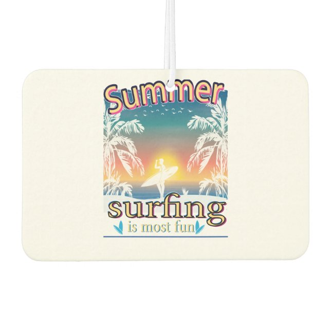 Summer - Surfing Is Most Fun Car Air Freshener (Front)