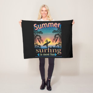 Summer - Surfing Is Most Fun Fleece Blanket