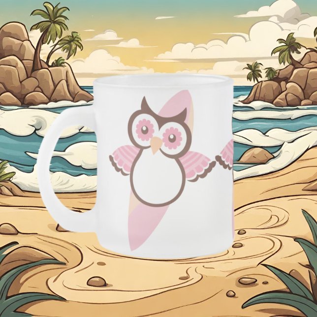 Summer Surfing Owl Frosted Mug (Creator Uploaded)