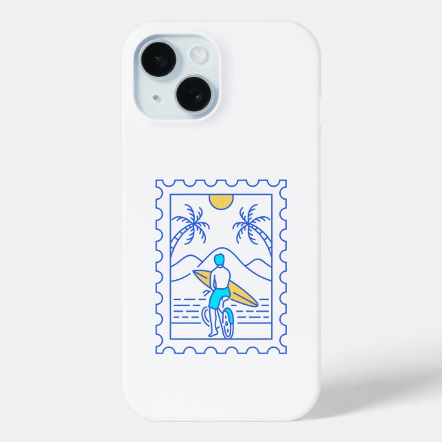Summer Surfing Postal Stamp 1 Case-Mate iPhone Case (Back)
