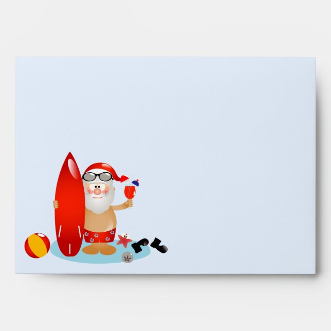 Summer Surfing Santa Envelopes (Front)