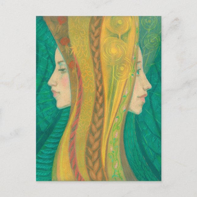 Summer, Surreal Fantasy Art Magic Forest Goddess Postcard (Front)