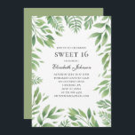 Summer Sweet 16. Botanical garden 16th birthday Invitation<br><div class="desc">Summer Sweet 16 birthday invitation with green leaves. Contact me,  please,  if you need additional items.</div>