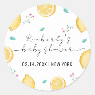 Summer Sweet Lemon Citrus Fruit Baby Shower  Classic Round Sticker