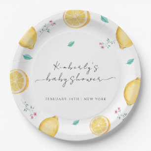 Summer Sweet Lemon Citrus Fruit Baby Shower Paper Plate
