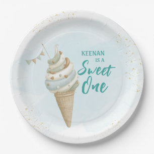 Summer Sweet One Icecream First Birthday  Paper Plate