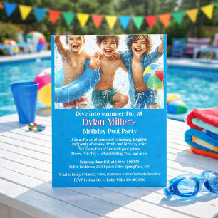 Summer Swim Kids Birthday Pool Party Invitation Flyer