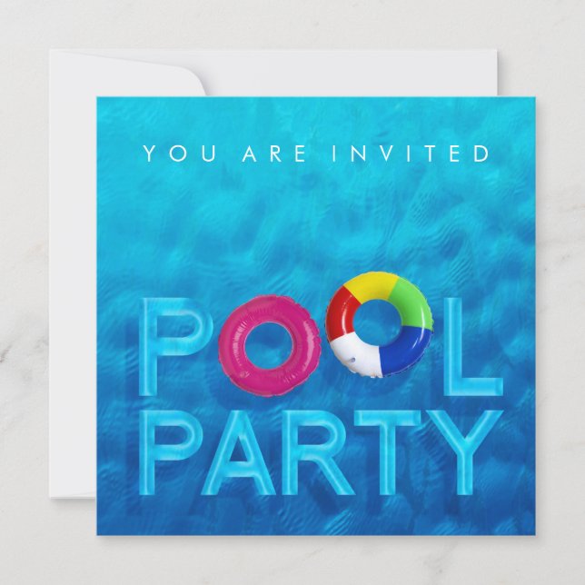 Summer Swimming Pool Party invitation (Front)