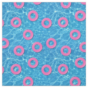 Summer Swimming Pool Water and Pink Inflatables Fabric