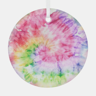 Summer Swirls: Pastel Tie-Dye Pattern Glass Tree Decoration