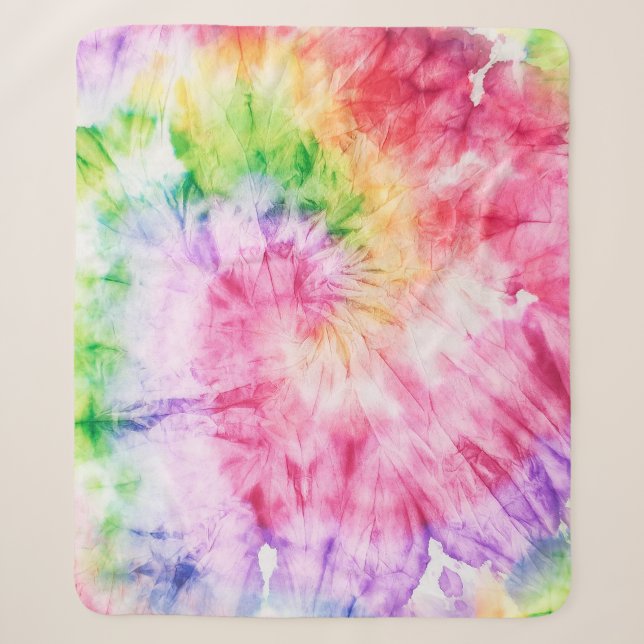 Summer Swirls: Pastel Tie-Dye Pattern Sherpa Blanket (Front)