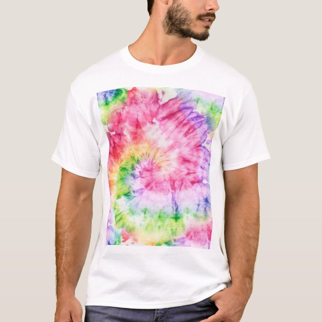 Summer Swirls: Pastel Tie-Dye Pattern T-Shirt (Front)