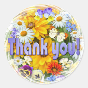 Summer Symphony  "Thank You"  Classic Round Sticker