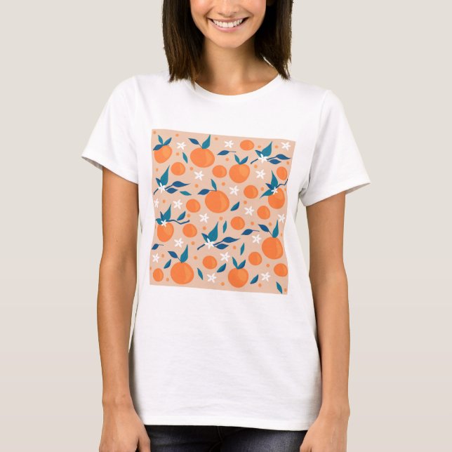 Summer tangerines and flowers T-Shirt (Front)