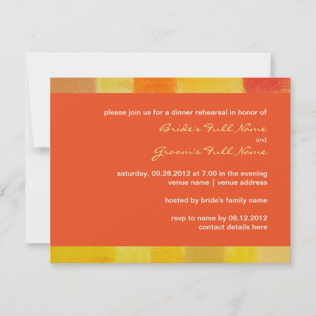 Summer tango Wedding Rehearsal Dinner Invitation (Front)