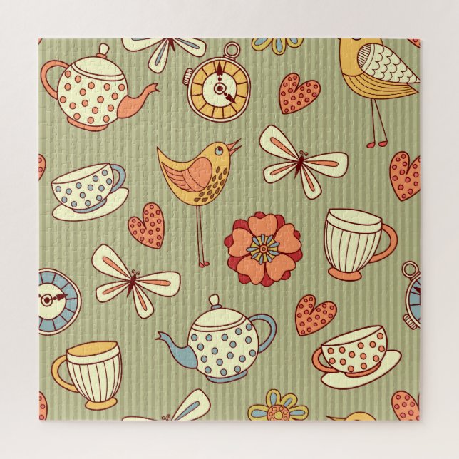 Summer Tea Party: Seamless Pattern Jigsaw Puzzle (Vertical)