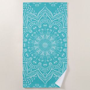 Summer Teal Mandala Beach Towel