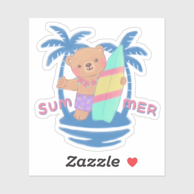 Summer Teddy Bear Surfer in Hawaii (Sheet)
