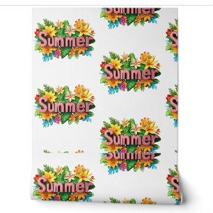 Summer Text - Colorful Summer Flowers Illustration Wallpaper