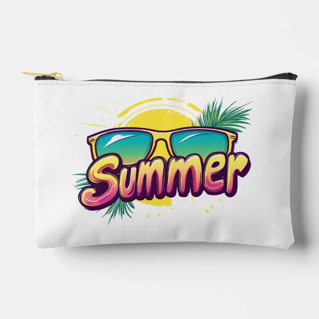Summer Text - Colorful Summer Sunglasses Accessory Pouch (Front)