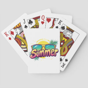Summer Text - Colorful Summer Sunglasses Playing Cards