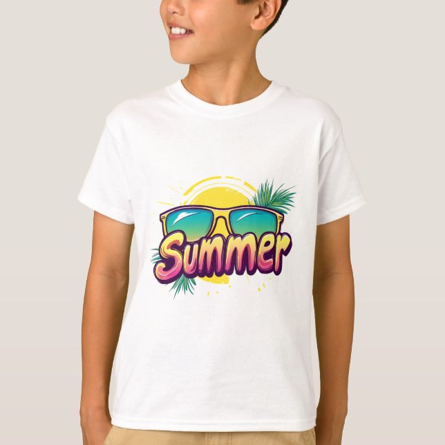 Summer Text - Colorful Summer Sunglasses T-Shirt (Front)