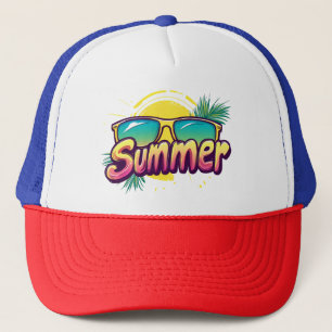 Summer Text - Colorful Summer Sunglasses Trucker Hat