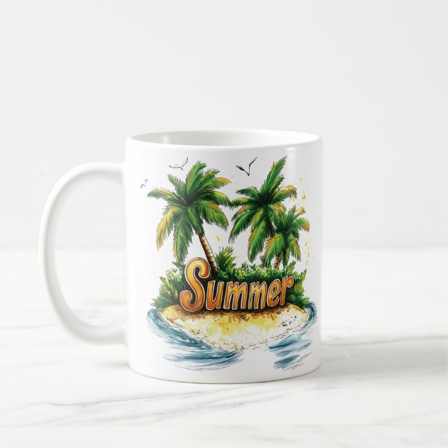 Summer Text - Tropical Summer Island Coffee Mug (Left)