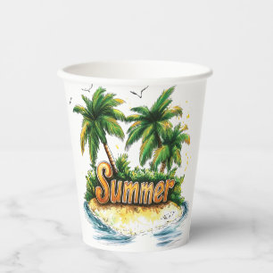 Summer Text - Tropical Summer Island Paper Cups