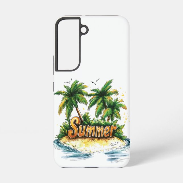 Summer Text - Tropical Summer Island Samsung Galaxy S22 Case (Back)