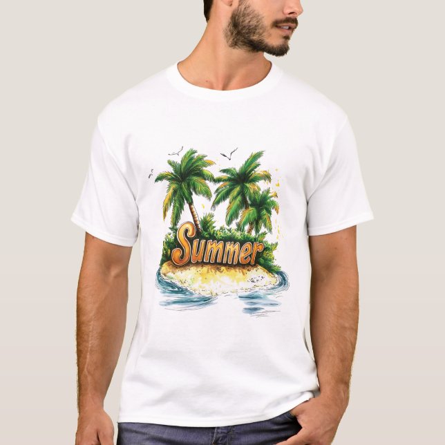 Summer Text - Tropical Summer Island T-Shirt (Front)