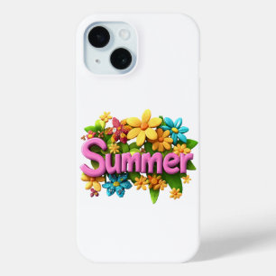 Summer Text with Flowers iPhone 15 Case
