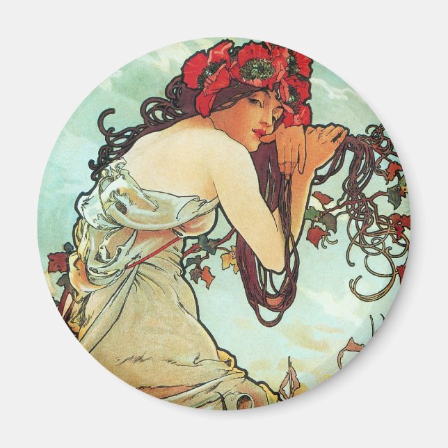 Summer, The Seasons, Mucha Magnet (Front)