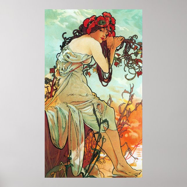 Summer, The Seasons, Mucha Poster (Front)