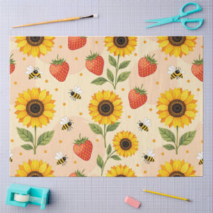Summer theme with sunflowers and strawberries tissue paper