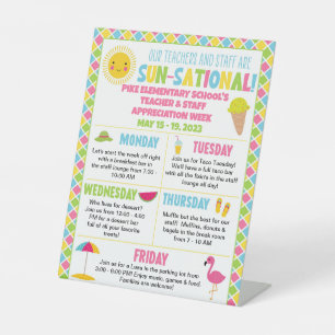 Summer Themed Teacher & Staff Appreciation Week Pedestal Sign