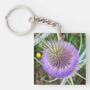 Summer Thistle Flower Key Ring