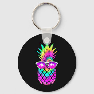 Summer Tie Dye Pineapple Sunglasses Tropical Fruit Key Ring