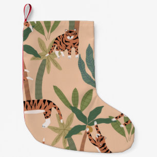 Summer Tigers Palm Trees Exotic Small Christmas Stocking