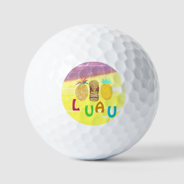 Summer Tiki Pineapple Luau Golf Balls (Front)