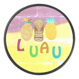Summer Tiki Pineapple Luau Hockey Puck